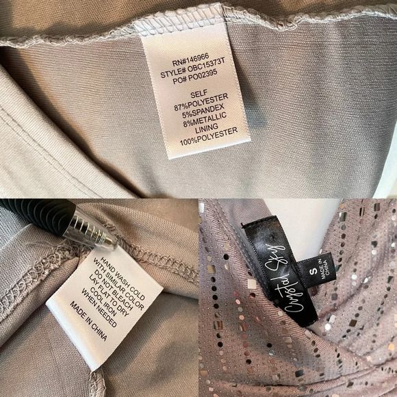 Crystal Sky Gray Metallic Style Long Sleeve Open Back Dress Women’s Small NWT - Picture 12 of 16